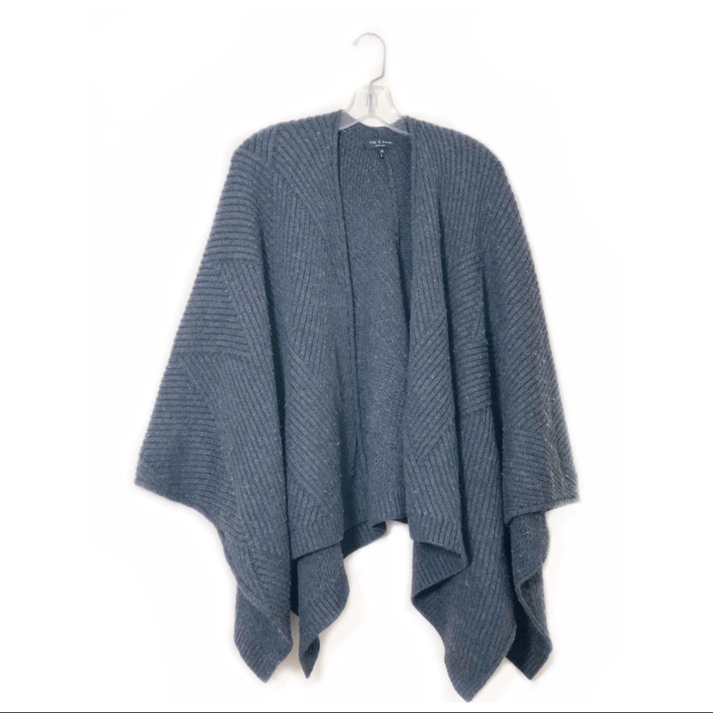 Rag & Bone Blithe Merino Wool Poncho Gray - image 2